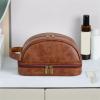 RBGDLPDFVN Men's Leather Makeup Bag Large Capacity Storage Travel Toiletry Bag(Light brown) view 3