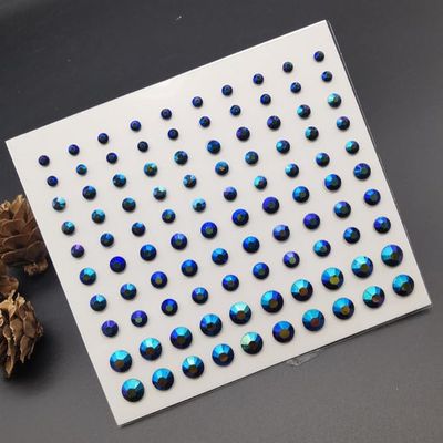 Acrylic Crystal Rhinestone Tattoo Sticker Glitter Eyeliner Eyebrow Makeup Face Eyes Diamond Temporary Tattoo Rock Rhinestone 3D Eyeliner Stickers for DIY Nail Body Accessories (Royal blue)