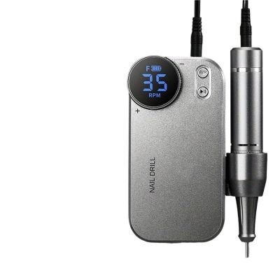 35000PRM Portable Nail Drill Rechargeable Electric File Machine for Nails Gel Polish Removing for Salon Home For Gift(Gray)