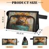 Adornori Highland Cow Wood Print Makeup Bag for Women Cosmetic Bags with Brush Compartment Toiletry Organizer Case for Traveling view 2