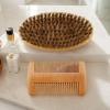 Beard Brush  Wooden Boar Bristle Comb, Grooming Kit, Portable Styling Tool | Professional Facial Hair Care Set, Durablle Barber Accessory, Gentle Detangling Solution for Men, Travel, Daily Routine view 3