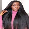 iesste 24Inch Kinky Straight Half Wig Human Hair 3 In 1 Seamless Flip Over Half Wigs for Black Women Wear & Go No Lace Glueless Drawstring Flip Over Wig Beginner Friendly Headband Wig 200 Density view 1