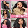 iesste 24Inch Kinky Straight Half Wig Human Hair 3 In 1 Seamless Flip Over Half Wigs for Black Women Wear & Go No Lace Glueless Drawstring Flip Over Wig Beginner Friendly Headband Wig 200 Density view 2