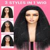 iesste 24Inch Kinky Straight Half Wig Human Hair 3 In 1 Seamless Flip Over Half Wigs for Black Women Wear & Go No Lace Glueless Drawstring Flip Over Wig Beginner Friendly Headband Wig 200 Density view 4