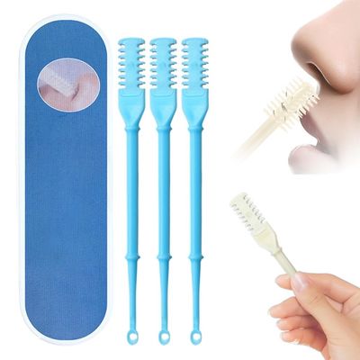 2025 Upgraded 2 in 1 Nasal Hair Cutter, Nostril Hair Remover Tool Double Sided Nose Hair Knife, Manual 360 Rotating Nose Hair Trimmer with Ear Digger for Men and Women (Blue, 3)