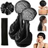2 in 1 Wrap Cap for Silk Press,2 in 1 Wrap Cap Bonnet,Silk Press Wraps Caps Hair Net,Silks Hairs Products Black Women(2PCS) view 1