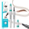 3D Waterproof Microblading Eyebrow Pen 4 Fork Tip Tattoo Pencil, Long-Lasting Brow Microfilling Eyebrow Pen, Easy to Use Microblade Eyebrow Pencil Eyebrow Brush (Light Brown) view 1