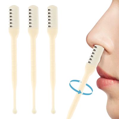 2 in 1 Nasal Hair Cutter, Double Sized Nose Hair Trimmer with Ear Wax Removal Function, 360 Rotating Nose Hair Cutter, Portable Nostril Hair Remover Tool for Men, Women (Yellow, 3pc)