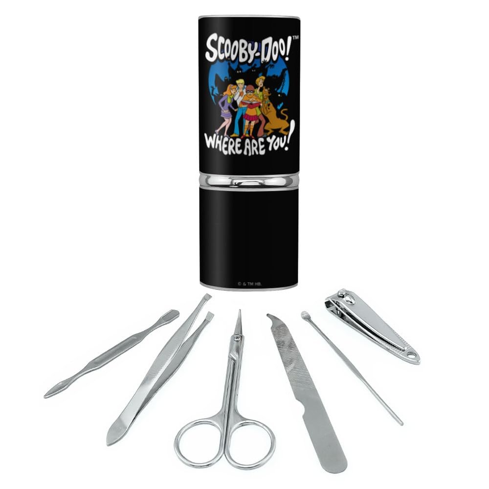 GRAPHICS & MORE Scooby-Doo Ghost Silhouettes Stainless Steel Manicure Pedicure Grooming Beauty Care Travel Kit