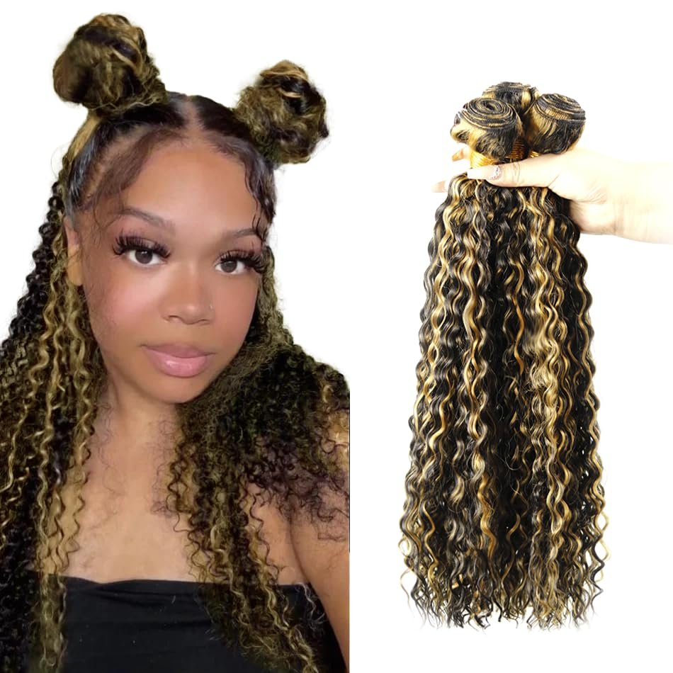 12 14 16 Inch Honey Blonde Bundles Human Hair Water Wave Bundle P1b27 Highlight Blonde 3 Bundles 300g/Pack Unprocessed Brazilian Virgin Hairs Double Weft Weaves Hair Extensions