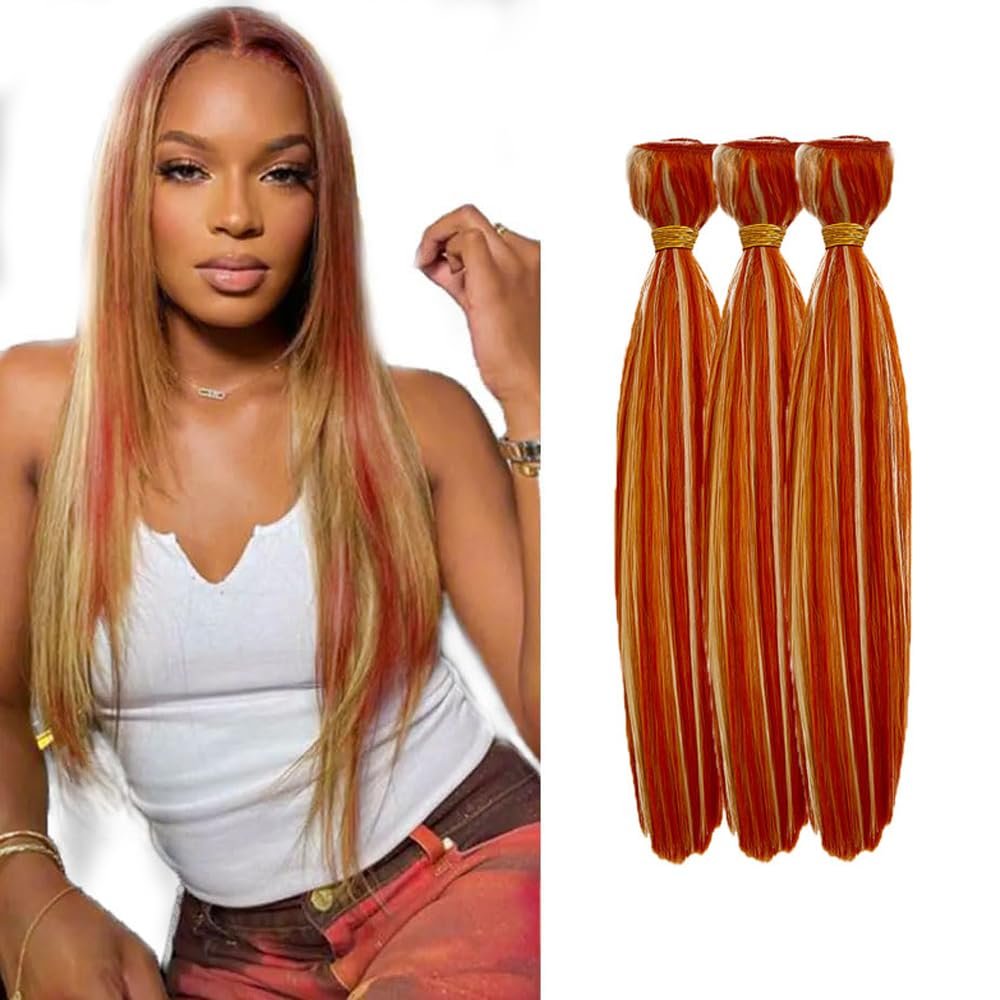 12 12 12 Inch Ginger Bundles Human Hair Straight Bundle P350/613 Highlight Blonde 3 Bundles 300g/Pack Unprocessed Brazilian Virgin Hairs Double Weft Weaves Hair Extensions