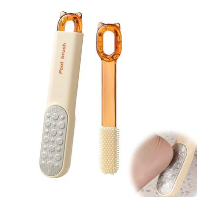 2-in-1 Dual-Sided Foot File(and 1pcs Replacement Outfit), Professional Pedicure Tool with Exfoliating Brush Head, Soft Angle Cleaning Head for Dead Skin, Callus Removal