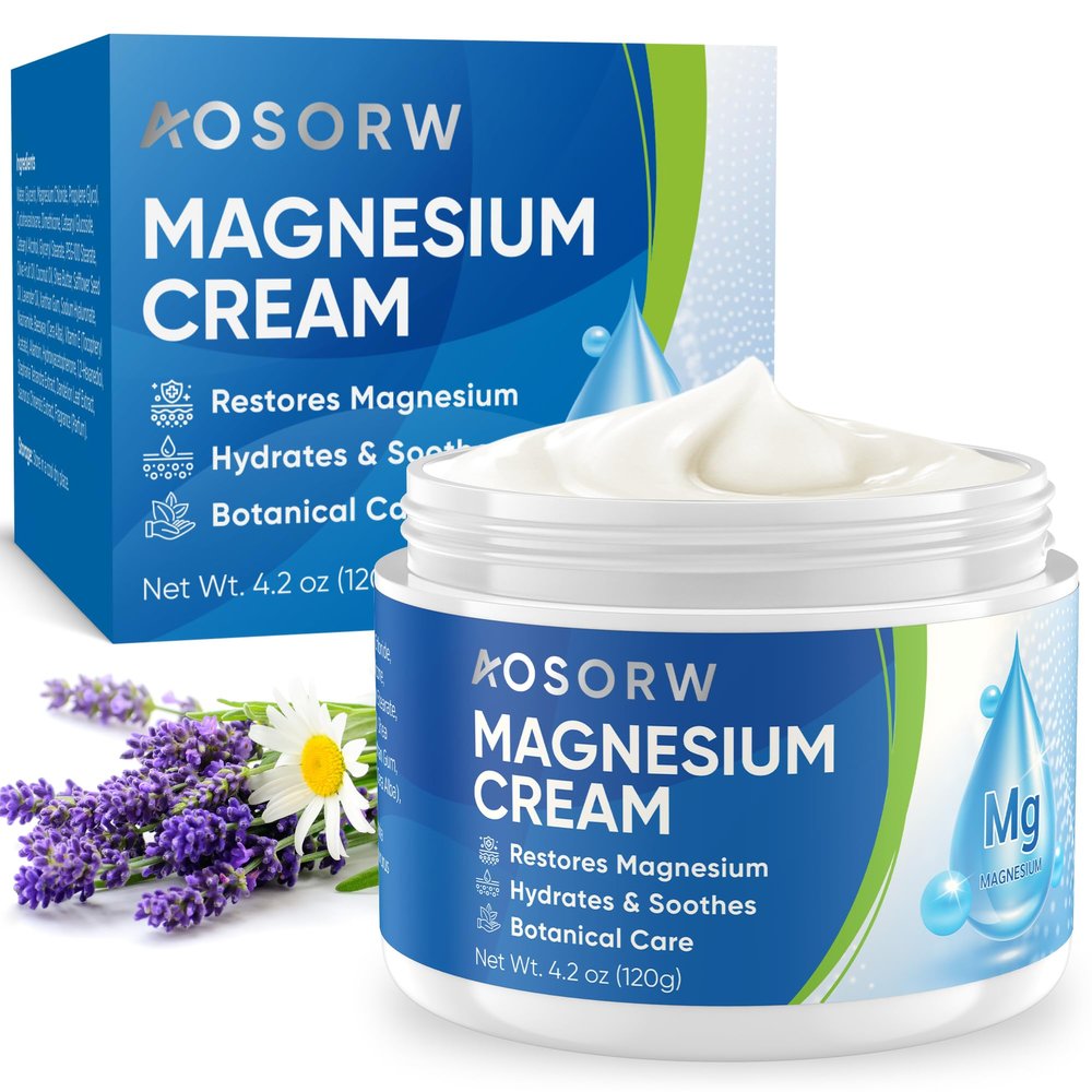 AOSORW Calming Magnesium Cream for Sleep - Soothing Topical Lotion for Legs, Feet & Body - Infused with Natural Herbal Extracts - 4.2oz / 120ml