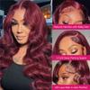 SUPERNOVA 99J Burgundy Lace Front Wigs Human Hair 4x4 HD Body Wave Wigs with Baby Hair 180% Density Red Wine Colored Wigs for Women 20 Inch view 3