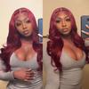SUPERNOVA 99J Burgundy Lace Front Wigs Human Hair 4x4 HD Body Wave Wigs with Baby Hair 180% Density Red Wine Colored Wigs for Women 20 Inch view 4