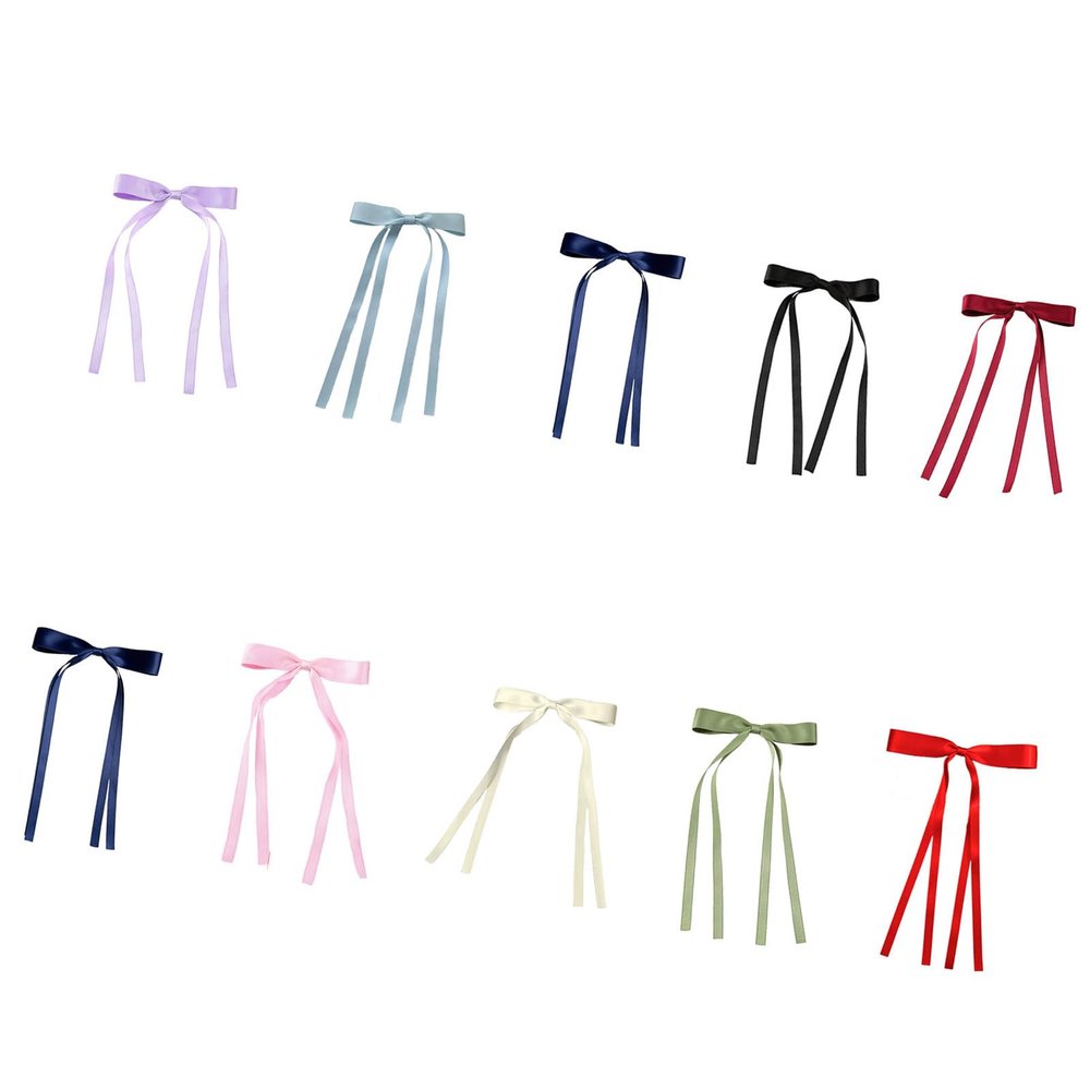10PCS Elegant Double Ribbon Bows Claw Clip For Women Girls Gentle Hair Accessories With Duckbills Fastener Hair Clip Collection