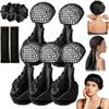 2 in 1 Wrap Cap for Silk Press,2 in 1 Wrap Cap Bonnet,Silk Press Wraps Caps Hair Net,Silks Hairs Products Black Women(5PCS) view 1