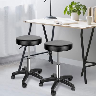 Noomul 2PCS Rolling Swivel Salon Stool Adjustable Hydraulic Tattoo Massage Chair Black