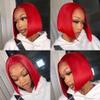 Red Bob Wigs Human Hair 13X4 HD Transparent bob Lace Front Wig Human Hair Wear and Go Glueless Wig Human Hair Pre Plucked Bob HD Lace Frontal Wigs With Baby Hair Hot Red Short Bob Wigs for Black Women view 2