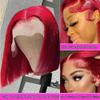 Red Bob Wigs Human Hair 13X4 HD Transparent bob Lace Front Wig Human Hair Wear and Go Glueless Wig Human Hair Pre Plucked Bob HD Lace Frontal Wigs With Baby Hair Hot Red Short Bob Wigs for Black Women view 3