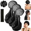 2 in 1 Wrap Cap for Silk Press,2 in 1 Wrap Cap Bonnet,Silk Press Wraps Caps Hair Net,Silks Hairs Products Black Women(3PCS) view 1