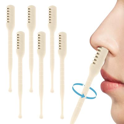 2 in 1 Nasal Hair Cutter, Double Sized Nose Hair Trimmer with Ear Wax Removal Function, 360 Rotating Nose Hair Cutter, Portable Nostril Hair Remover Tool for Men, Women (Yellow, 6pc)