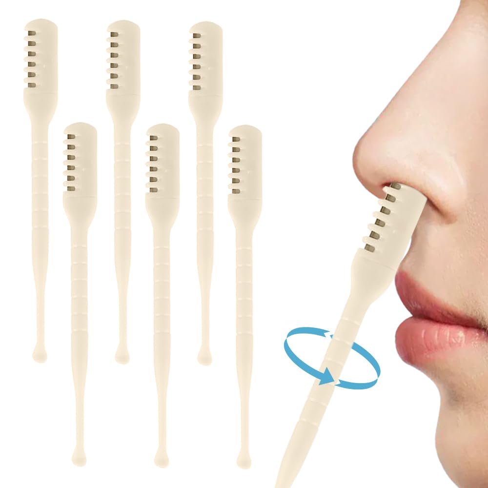 2 in 1 Nasal Hair Cutter, Double Sized Nose Hair Trimmer with Ear Wax Removal Function, 360 Rotating Nose Hair Cutter, Portable Nostril Hair Remover Tool for Men, Women (Yellow, 6pc)