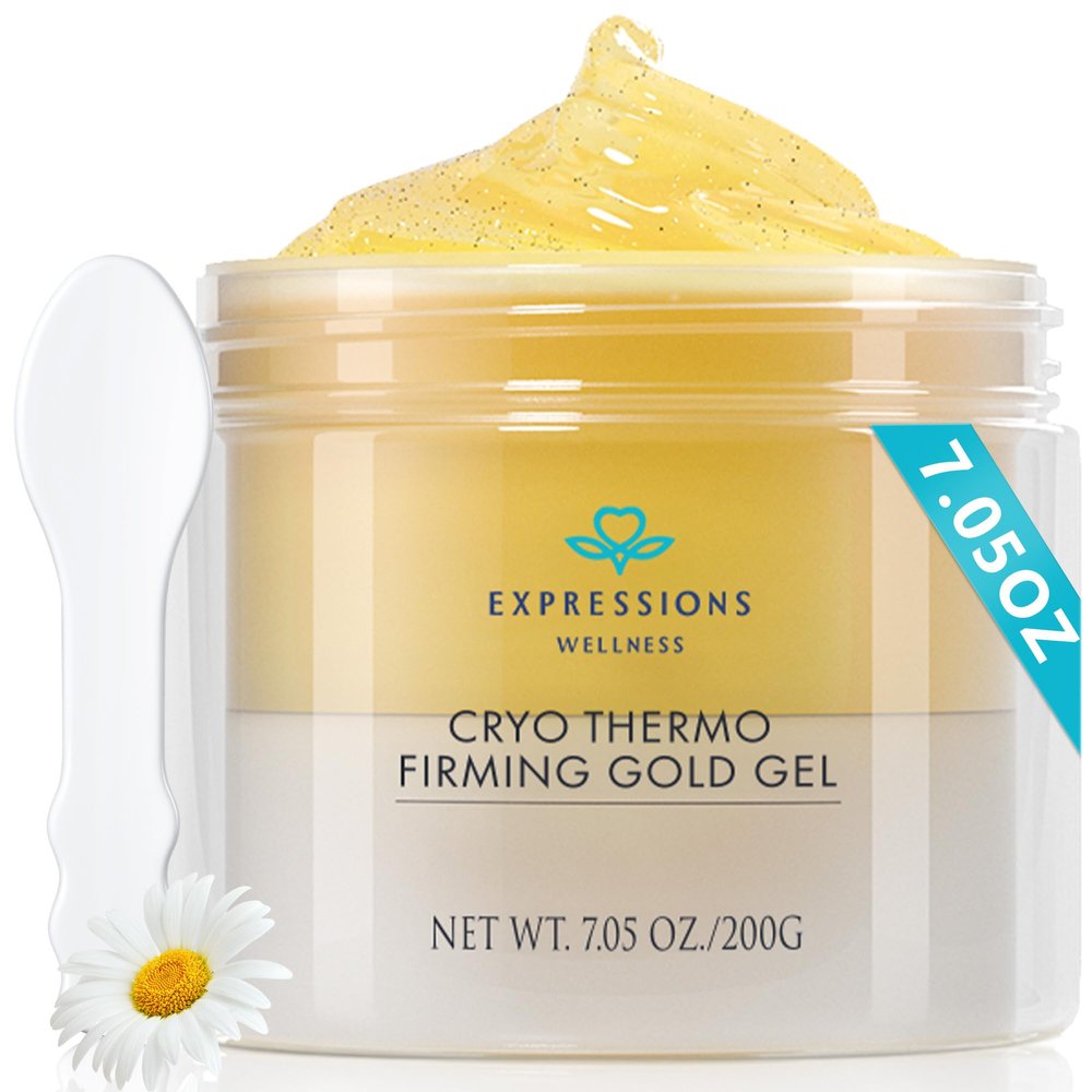 EXPRESSIONS WELLNESS Skin Tightening Cellulite Cream for Body: Golden Sweat Hot Cream for Loose Skin | B Flat Gel for Belly Thigh Butt & Arm Firming Toning Moisturizing Sculpting & Smoothing | 200G