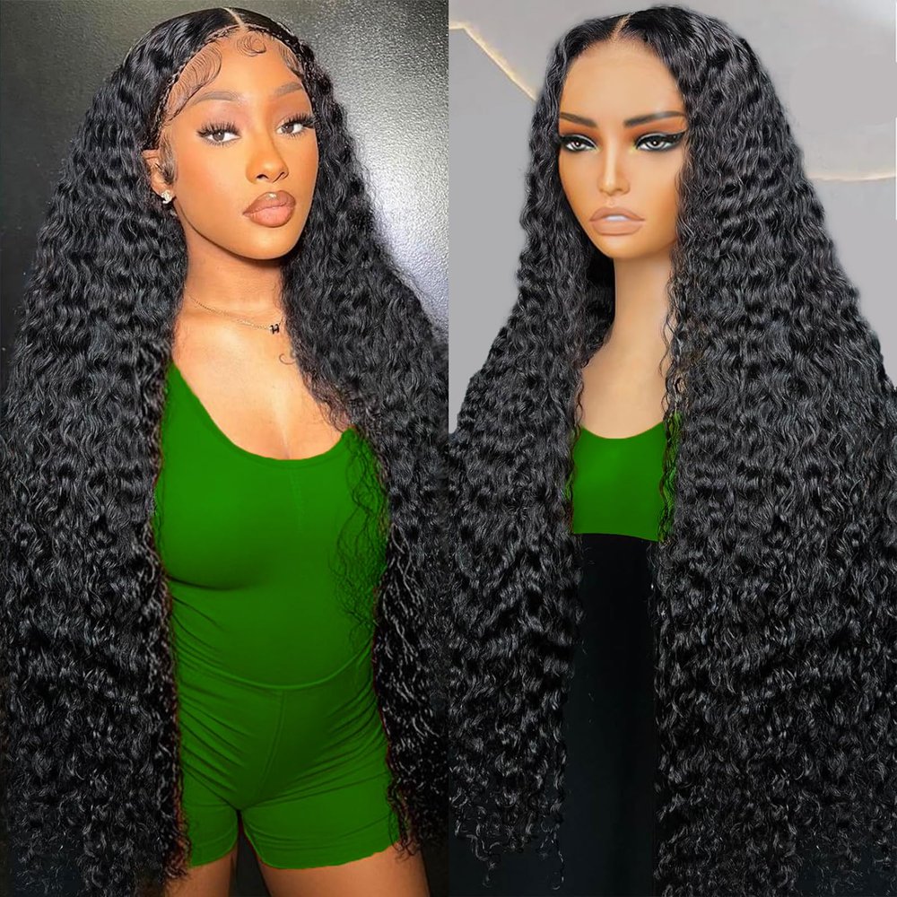 13x6 Deep Wave Lace Front Wigs Human Hair 15A Raw Deep Curly Human Hair Wig,Free Part Swiss hd Lace Frontal,Natural HairLine Pre Plucked with Baby Hair,Triple Lifespan (38 Inch)