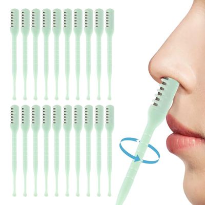 2 in 1 Nasal Hair Cutter, Double Sized Nose Hair Trimmer with Ear Wax Removal Function, 360 Rotating Nose Hair Cutter, Portable Nostril Hair Remover Tool for Men, Women (Green, 20pc)