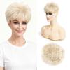 Short Hair Topper for Thinning Hair 4 Inch Short Pixie Cut Toppers Pieces Natural Curly Synthetic Black Wiglets Hairpieces (Light Ash Blonde, 4 inch) view 1