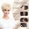 Short Hair Topper for Thinning Hair 4 Inch Short Pixie Cut Toppers Pieces Natural Curly Synthetic Black Wiglets Hairpieces (Light Ash Blonde, 4 inch) view 3