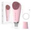 2 in 1 Electric Face Scrubber Silicone Facial Cleansing Brush, Exfoliator Scrubber & Skin Spatula Pore Cleaner Blackhead Remover Tools, Waterproof Face Brush Exfoliating Deep Cleaning Massager, Pink view 1