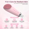 2 in 1 Electric Face Scrubber Silicone Facial Cleansing Brush, Exfoliator Scrubber & Skin Spatula Pore Cleaner Blackhead Remover Tools, Waterproof Face Brush Exfoliating Deep Cleaning Massager, Pink view 2