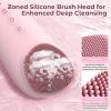2 in 1 Electric Face Scrubber Silicone Facial Cleansing Brush, Exfoliator Scrubber & Skin Spatula Pore Cleaner Blackhead Remover Tools, Waterproof Face Brush Exfoliating Deep Cleaning Massager, Pink view 3