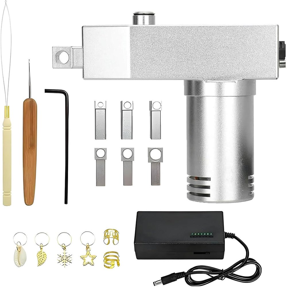 COAKUE Automatic Dreadlock Machine Instant Loc Machine for Dreadlocks for Fluffy/Curly/Straight Hair,with 6 Heads Diameter 6mm/8mm/10mm/12mm/14mm/16mm