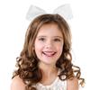 2 Packs Jumbo Cheerleading Bow 6 Inch Cheer Hair Bows with Ponytail Holder for Teen Girls Softball Outfit Uniform (Sequin White) view 4