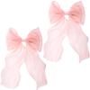DC,CLISENCE 2 Pcs Pink Hair Bows, French Hair Bows for Women, Elegant Bow Hair Clips, Silk Yarn Ribbon Hair Bow for Women, Wedding, Party, Festivals (Pink) view 1
