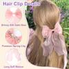 DC,CLISENCE 2 Pcs Pink Hair Bows, French Hair Bows for Women, Elegant Bow Hair Clips, Silk Yarn Ribbon Hair Bow for Women, Wedding, Party, Festivals (Pink) view 3