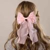 DC,CLISENCE 2 Pcs Pink Hair Bows, French Hair Bows for Women, Elegant Bow Hair Clips, Silk Yarn Ribbon Hair Bow for Women, Wedding, Party, Festivals (Pink) view 4