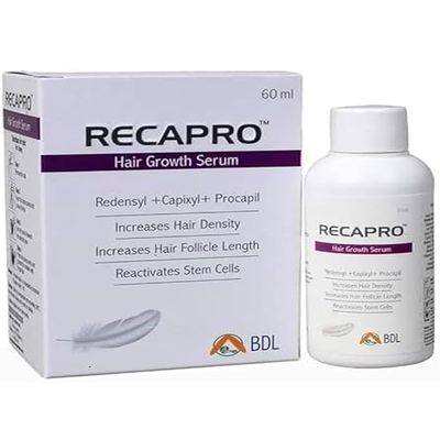 Recapro Hair Serum for Men & Women | Helps Reduce Hair Fall, Supports Thicker-Looking Hair, Strengthens Roots & Nourishes Scalp | Lightweight Non-Greasy Formula | 60ml