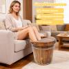 Wtobybt Wood Foot Bath Bucket, Portable Pedicure Bowl Soaking Tub Feet Massage Barrel Solid Wood Round Sauna Feet Basin Footbath Barrel with Massage Beads Plate and Lid for Home Spas Bath Centers view 3