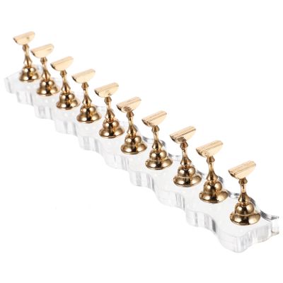 ETHZZLE Creative Extended Metal Nail Holder for Nail Art Practice Lightweight and Space-saving Display Stand for Manicure Pedicure Training Gold Elegant Base Design Portable Rack for Home