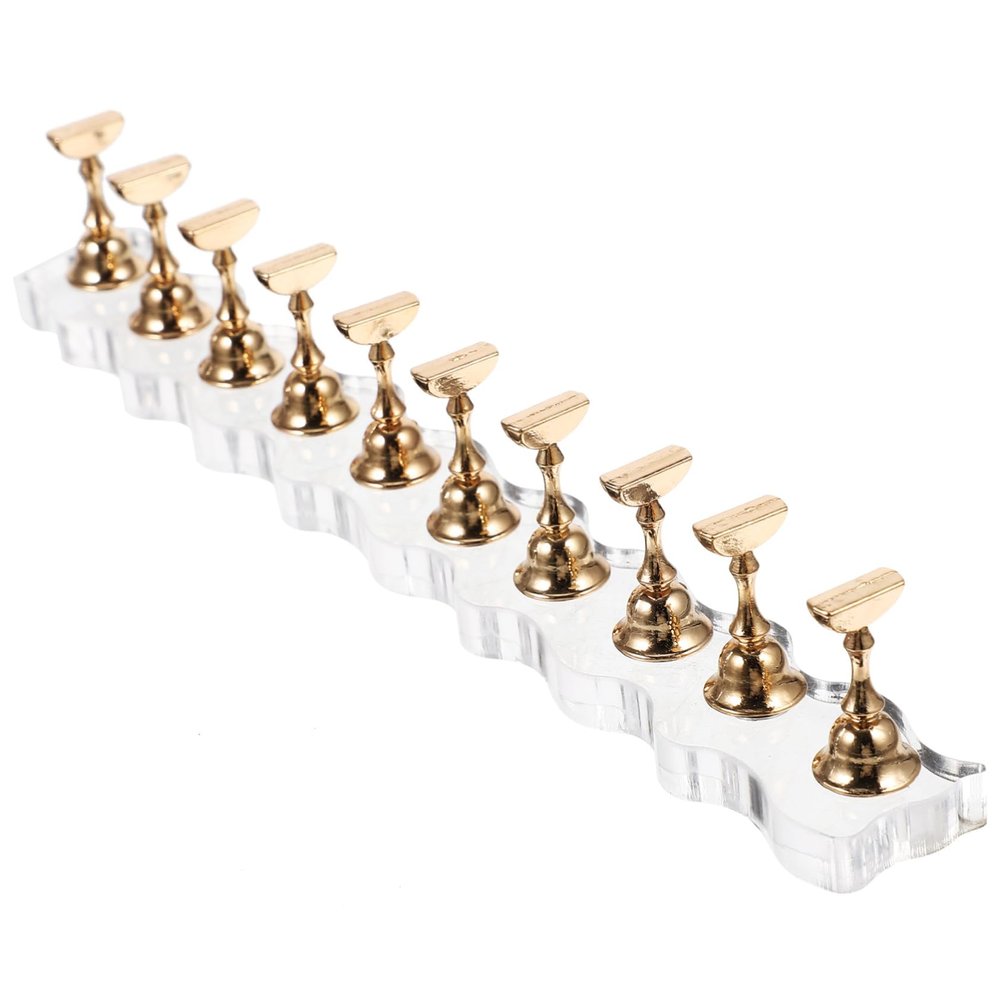 ETHZZLE Creative Extended Metal Nail Holder for Nail Art Practice Lightweight and Space-saving Display Stand for Manicure Pedicure Training Gold Elegant Base Design Portable Rack for Home
