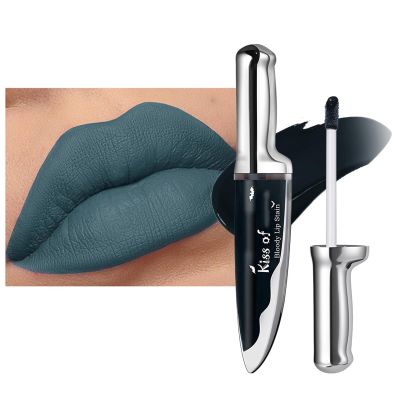 AKARY Sage Green Matte Liquid Lip Stain, Bloody Waterproof Lipstick, Glossy Finish Lip Gloss, Hydrating & Lightweight High Coverage, Long-Lasting Bold Stain, Non-Sticky for Halloween Parties, #4