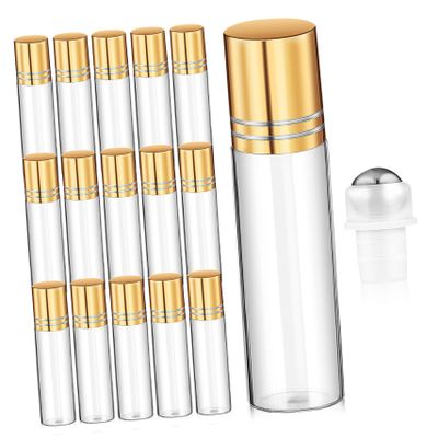 ETHZZLE 15 Pcs Essential Oil Roller Bottles Clear Glass Leakproof Refillable Empty Roller Ball Containers for Perfume Aromatherapy and Essence Storage Portable and Safe