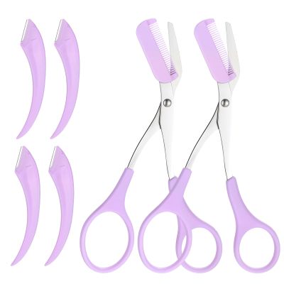2PCS Eyebrow Scissors with Comb, Stainless Steel Professional Eyebrows Trimmer, Hair Removal Eyebrow Scissors, Eye Brow Shaping Tool for Men and Women