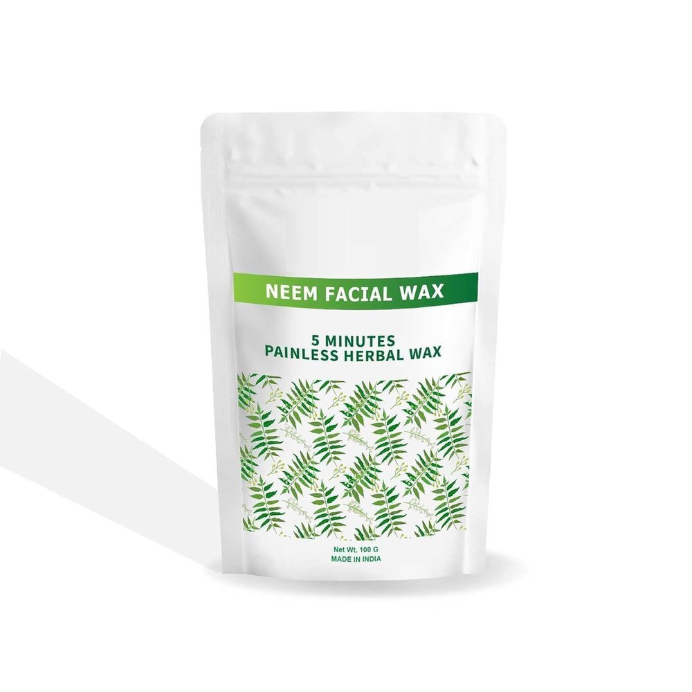 Nee.m Facial Wax Po.wder for women, 5 min Painless Herbal Hair Removal Waxing Powder, Easy to use at home, No chemicals, No Skin rashes,Gentle Effective - (100g), Green