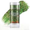 Green Body Glitter Stick, Christmas Face Hair Glitter Gel for Kids, Eye, Nails Paint Makeup, Sparkling Holographic Long Lasting Chunky Glitter Rave Festival Party Outfit for Women, Green Accessories view 1