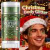 Green Body Glitter Stick, Christmas Face Hair Glitter Gel for Kids, Eye, Nails Paint Makeup, Sparkling Holographic Long Lasting Chunky Glitter Rave Festival Party Outfit for Women, Green Accessories view 4